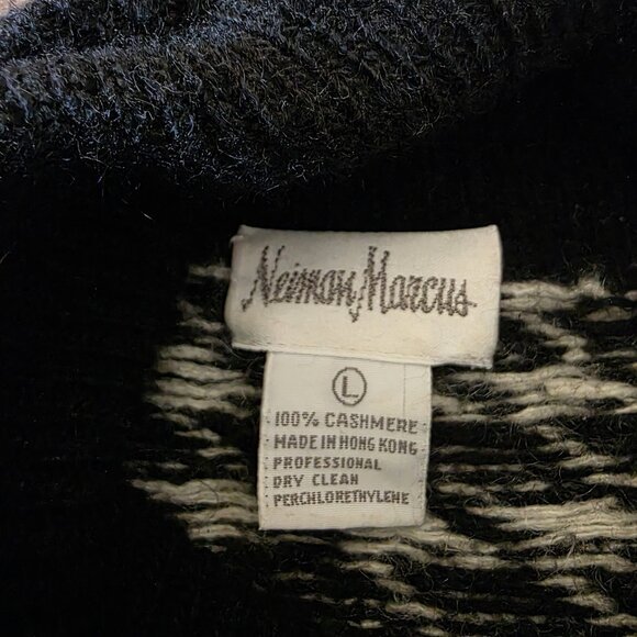 Vintage Neiman Marcus 100% Cashmere Houndstooth Turtleneck Sweater L - Picture 4 of 16